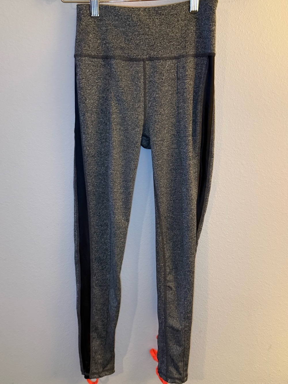 C&C California Grey Heather Leggings with Black Side Panels and Orange Drawcords